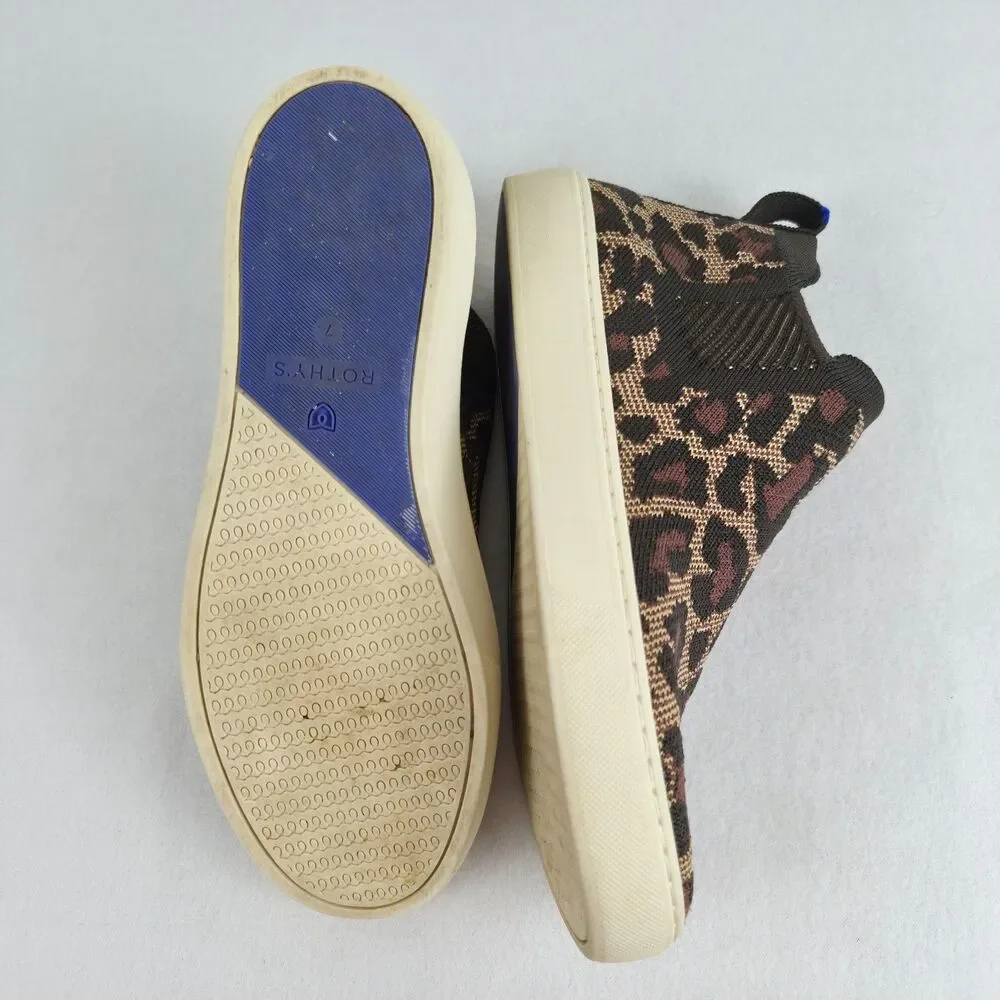 Rothy’s Wildcat Leopard Print Chelsea Boots Women’s Size 7 Ankle Slip Ons Casual